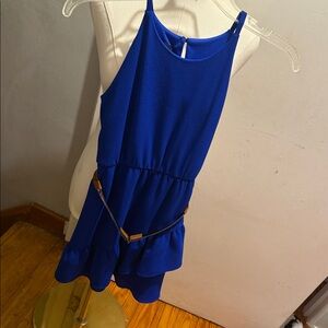 Iz Byer Royal Blue Textured Dress with Spaghetti Straps